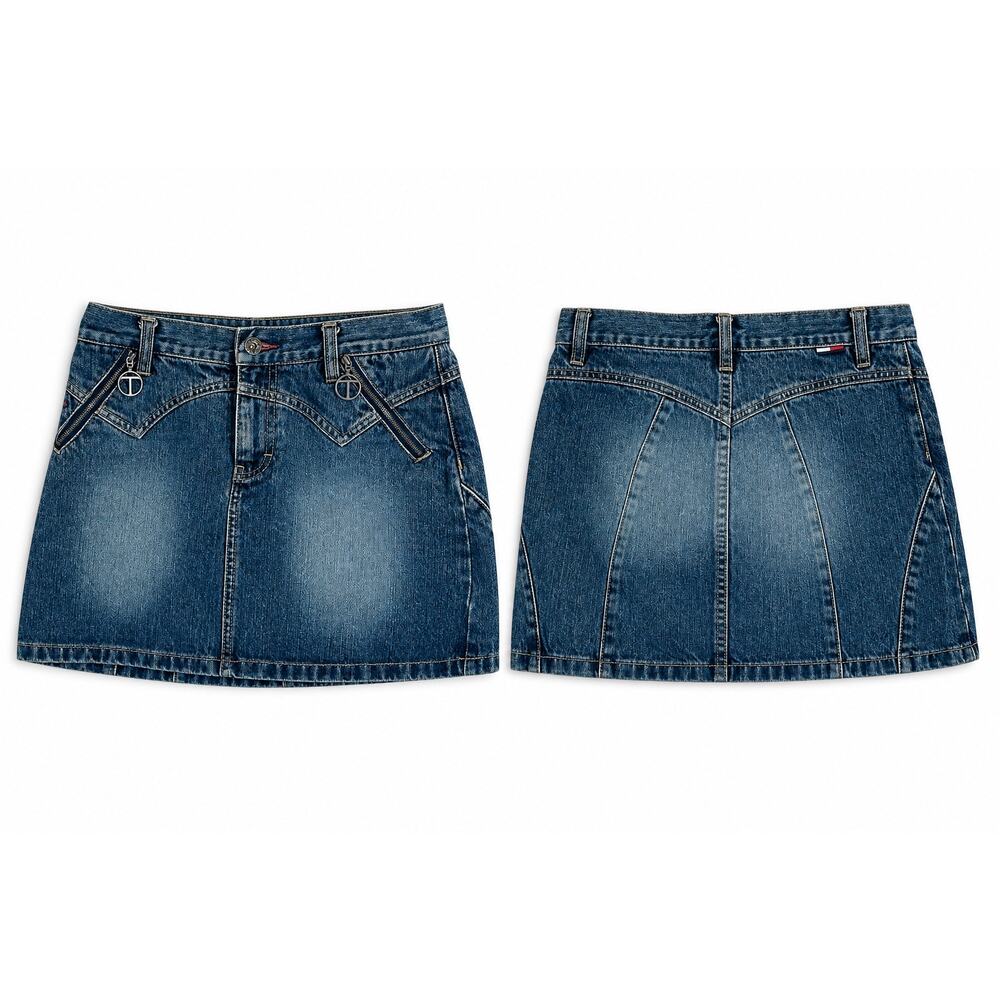 Vintage Tommy Jeans Y2K Denim Mini Skirt Low Rise Size 5
